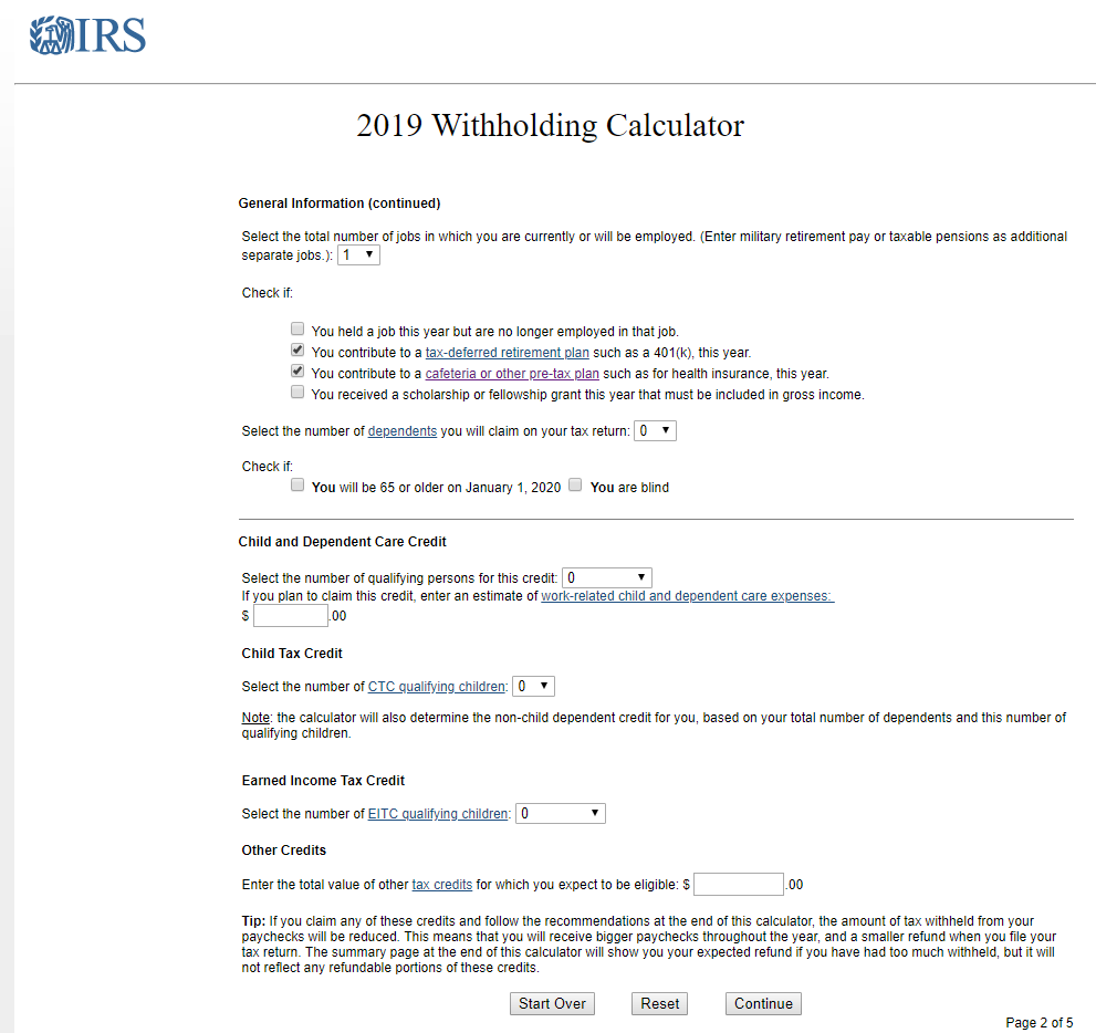 IRS Withholding Calculator will tell how many exemptions to claim. 