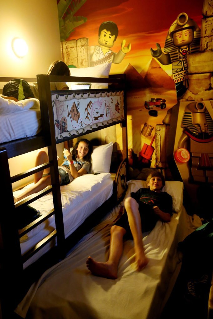 Legoland California Hotel adventure room triple bunk beds perfect for 3 kids. 